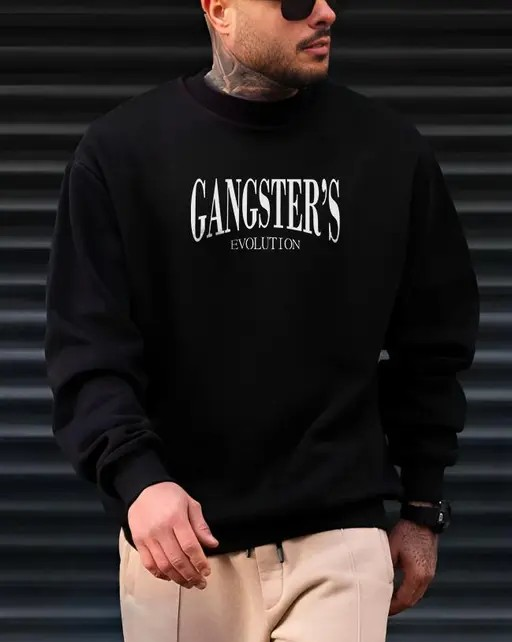 Gangster Evolution Printed Black Sweatshirt    -  77% OFF