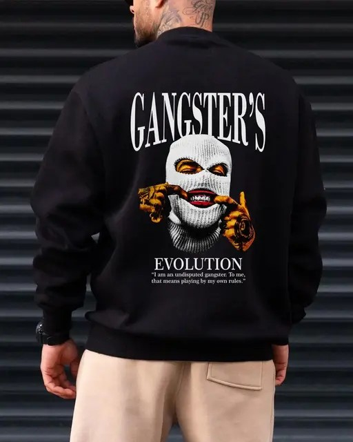 Gangster Evolution Printed Black Sweatshirt    -  77% OFF